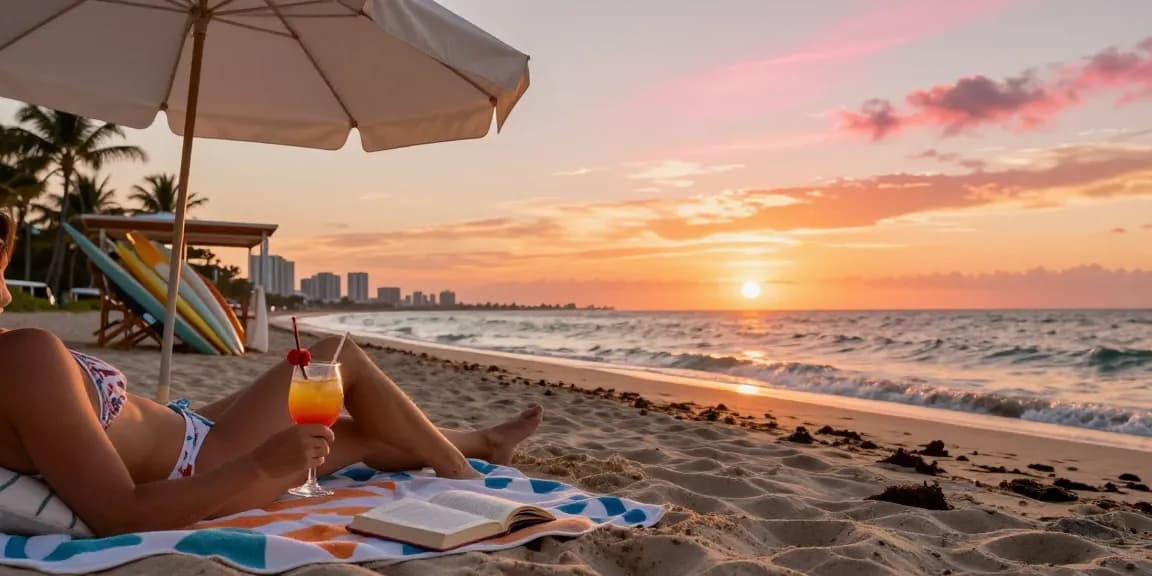 Pengunjung santai di pantai Miami sambil menikmati koktail dan pemandangan indah. https://miami4d.com/
