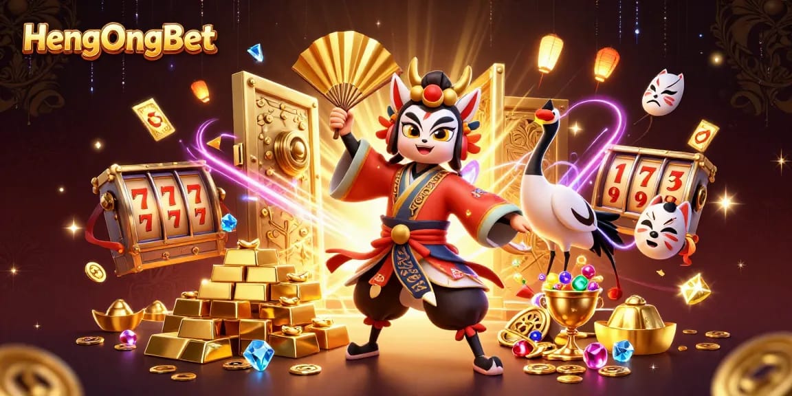 HengOngBet presents a captivating 3D illustration showcasing thrilling casino elements with interactive characters.
