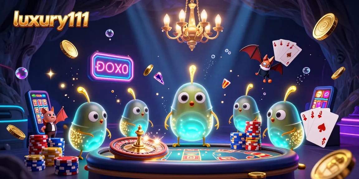 Experience vibrant gameplay at luxury111 with glowing worms illuminating a captivating casino atmosphere.