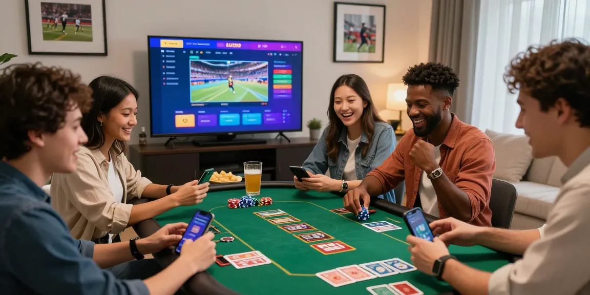LUCK8 Casino game night with friends enjoying online betting and vibrant atmosphere