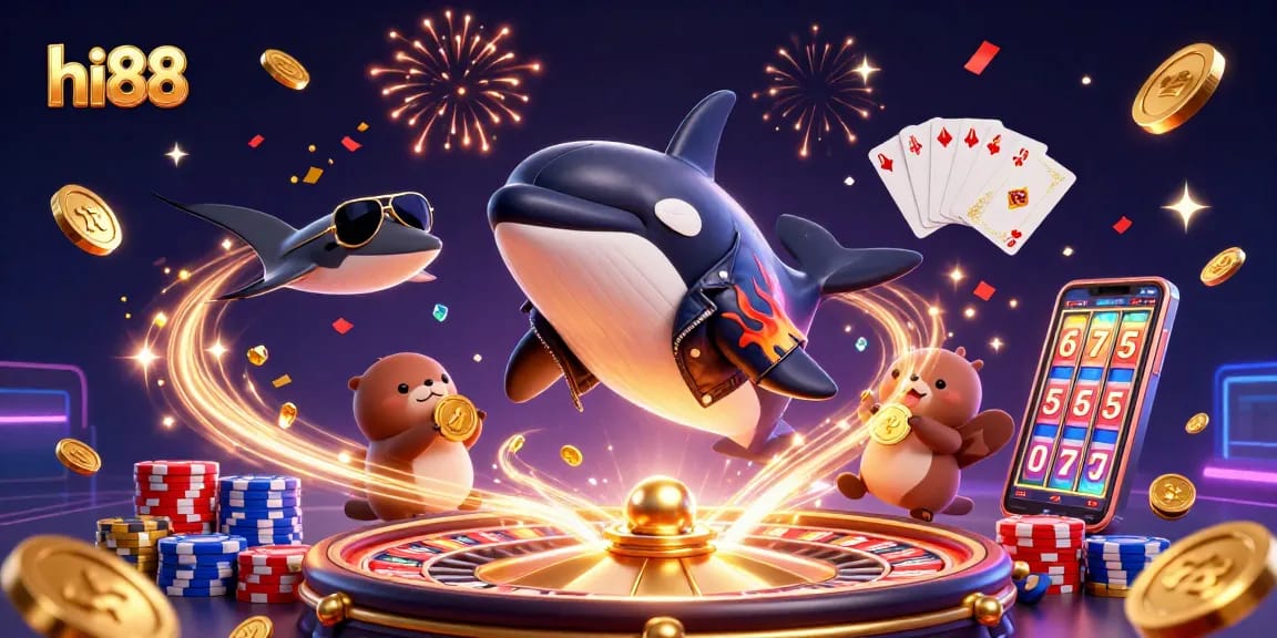 Experience the excitement of hi88 with this vibrant scene showcasing dynamic casino activities.