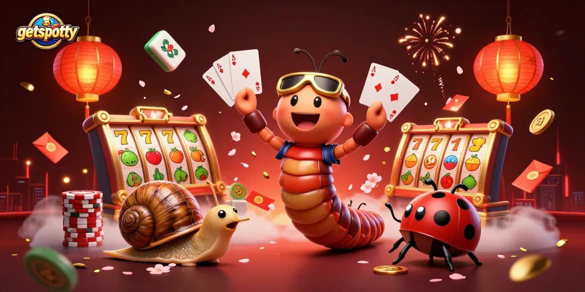 Experience getspotty's thrilling casino atmosphere with this vibrant 3D illustration of characters and gaming elements.