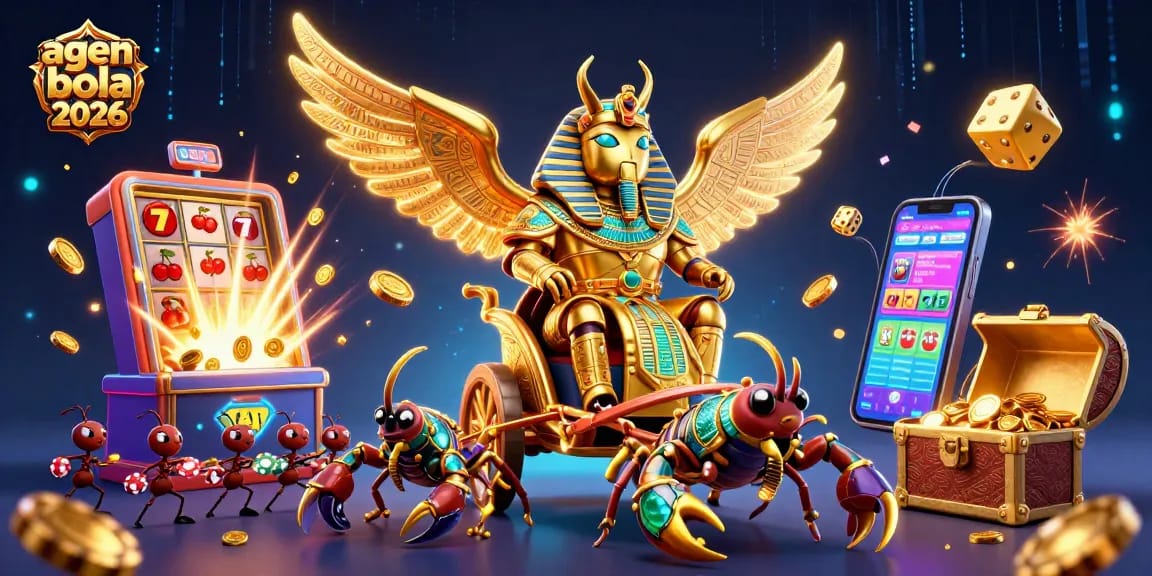 Bettors experience excitement with agen bola 2026, illustrated by a dynamic scene of sports betting and vibrant casino elements.