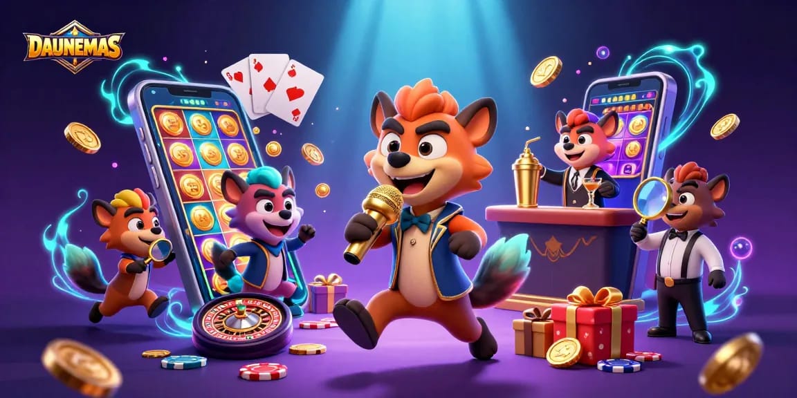 Get ready to laugh and win big with DAUNEMAS at a lively casino club featuring hyenas!