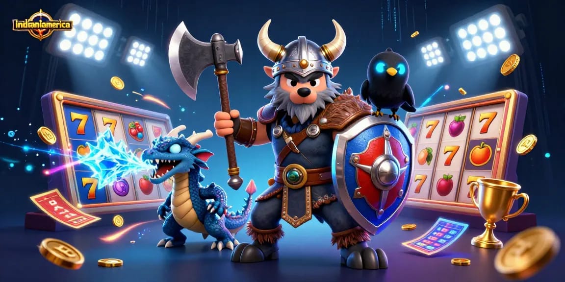 Experience the thrill at indianiamerica with Viking warriors, dragons, and vibrant slot games!
