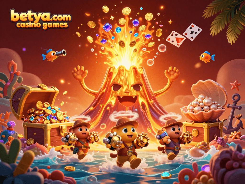 Win exciting treasures with betya.com casino games in a vibrant, thrilling 3D illustration