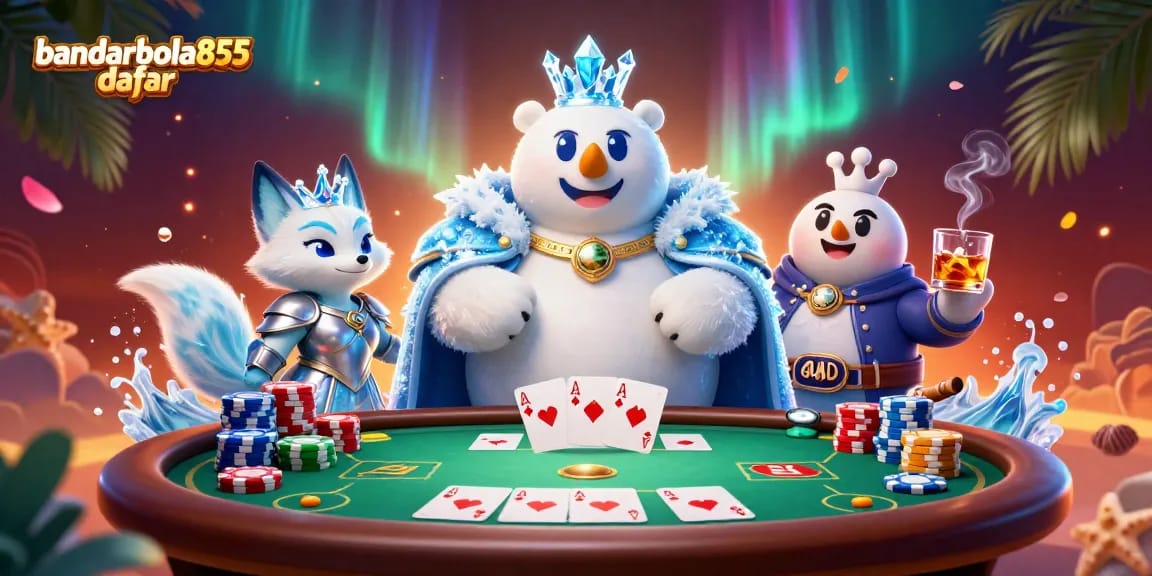 Menggali keseruan bandarbola855 daftar sambil bermain di meja poker dengan karakter beruang kutub dan rubah salju