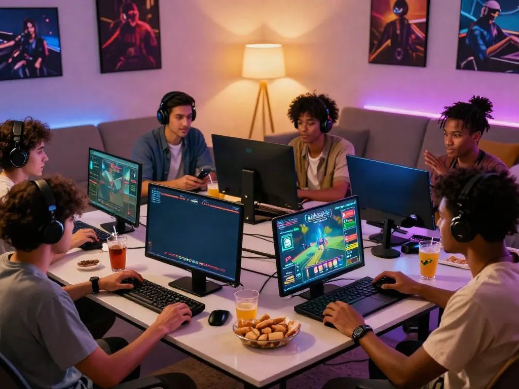 Engaging unsurtoto gaming scene with friends strategizing in a cozy living room.