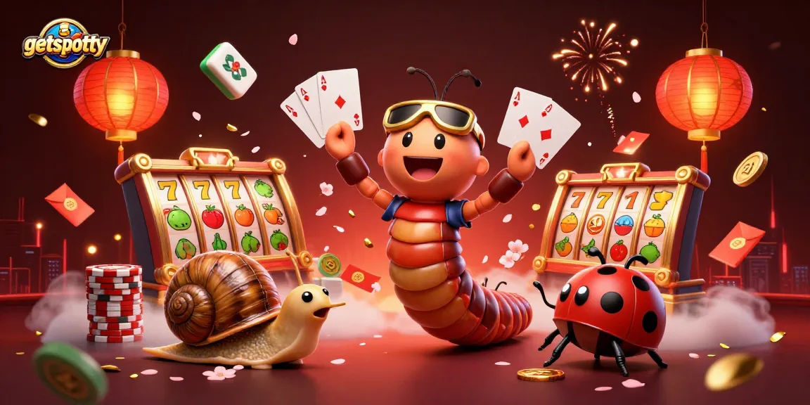 Experience getspotty's thrilling casino atmosphere with this vibrant 3D illustration of characters and gaming elements.