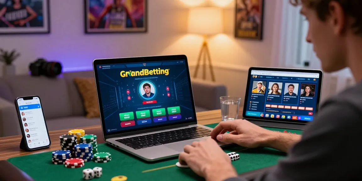 Engaging with Grandbetting in a modern home setup for online gambling.