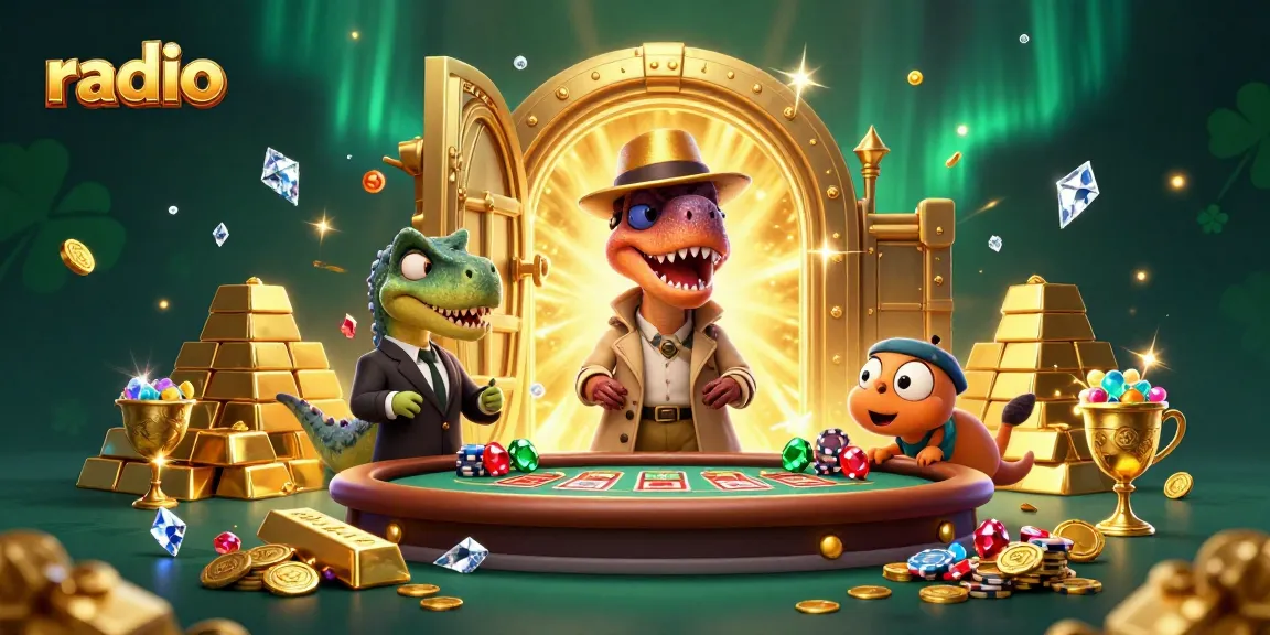 Play at radio's dynamic casino with velociraptor card counter and treasures galore.