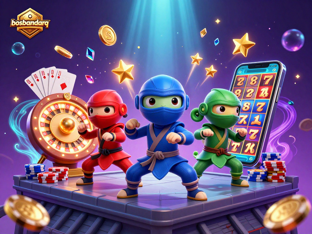 Experience thrilling gameplay with bosbandarq as ninja chameleons unleash action in vibrant casino chaos.