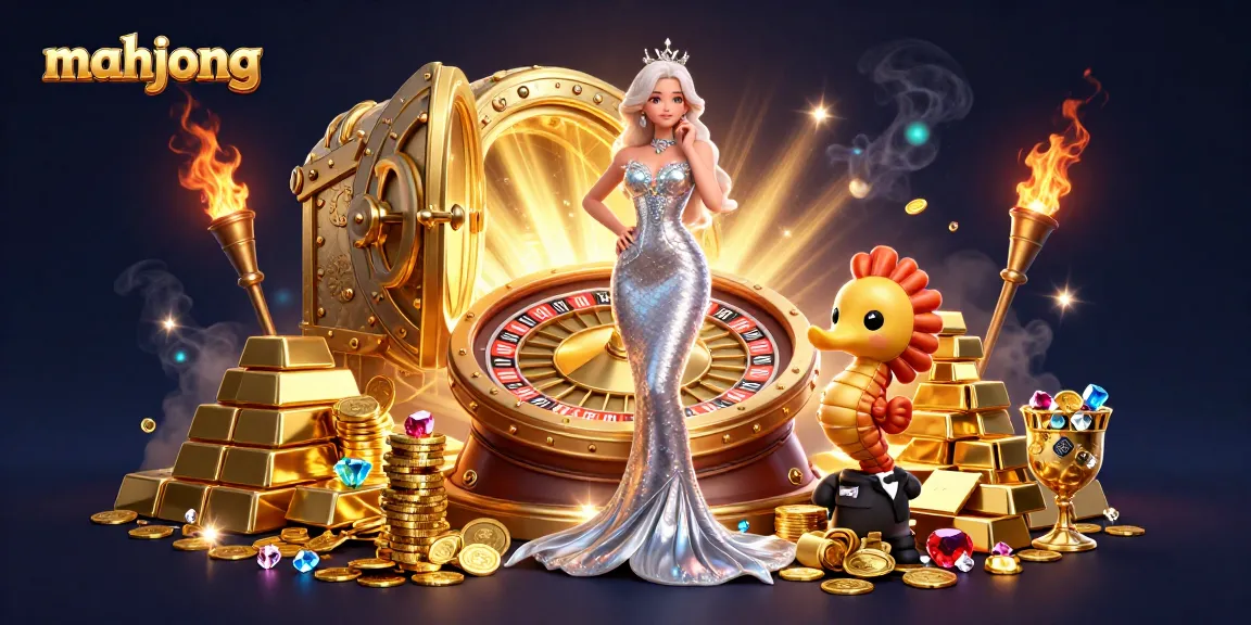 Play mahjong with vibrant casino elements in a stunning 3D illustration.