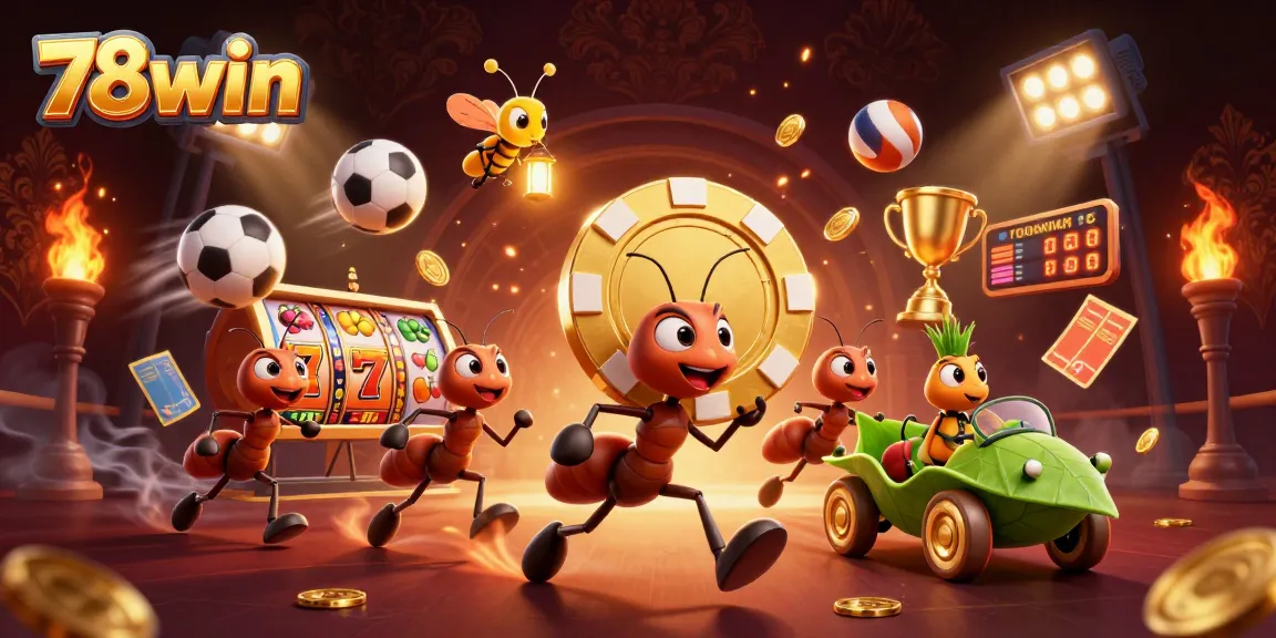 Engage with 78win through this vibrant 3D illustration capturing a thrilling gambling heist.