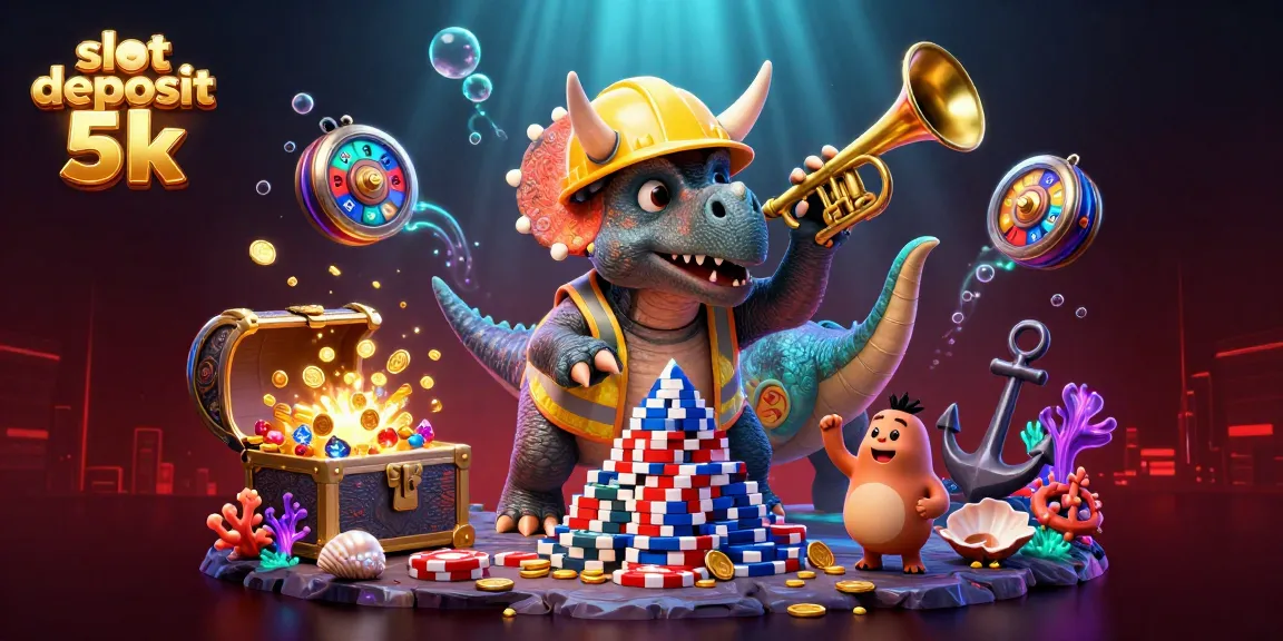 Play slots deposit 5k and witness a vibrant casino scene filled with excitement and winnings.