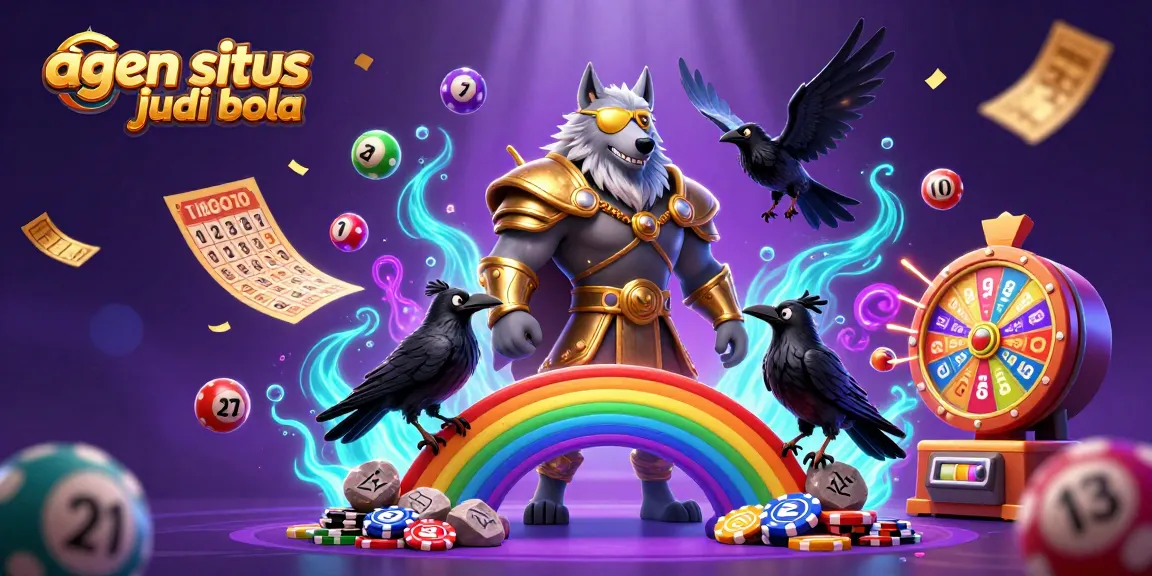 Engage with agen situs judi bola at an epic gambling scene featuring Odin and his ravens amidst colorful elements.