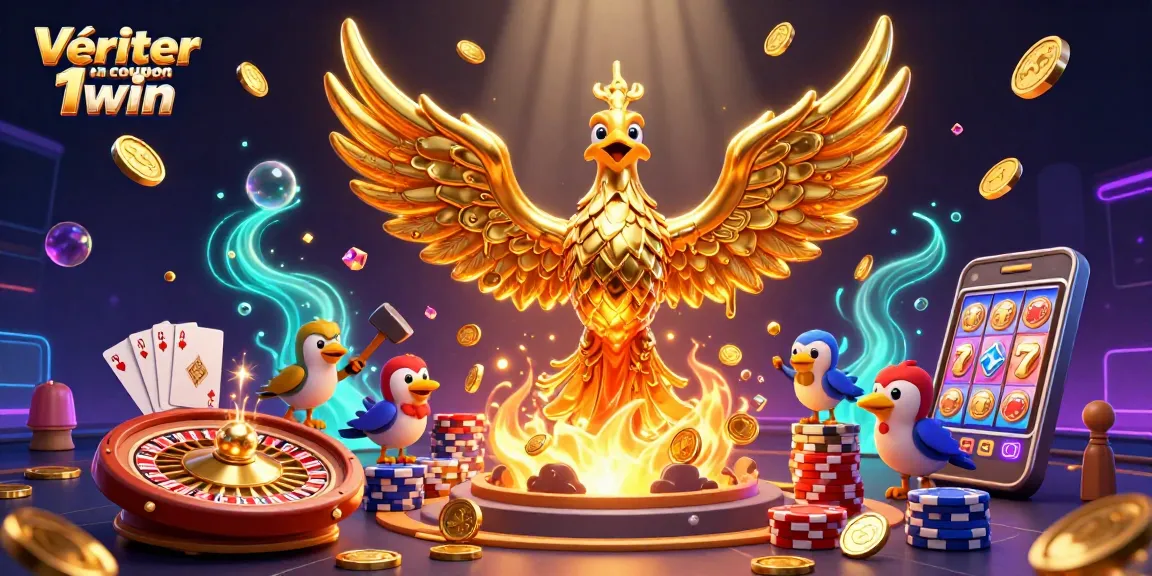Vérifier un coupon 1win pour des gains sur les casinos en ligne avec une scène dynamique.