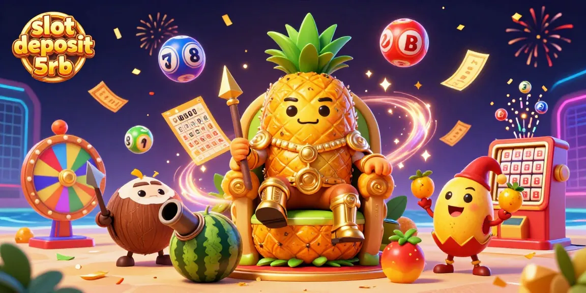 Experience the excitement of slot deposit 5rb with festive elements and dynamic game action in a vibrant casino scene.