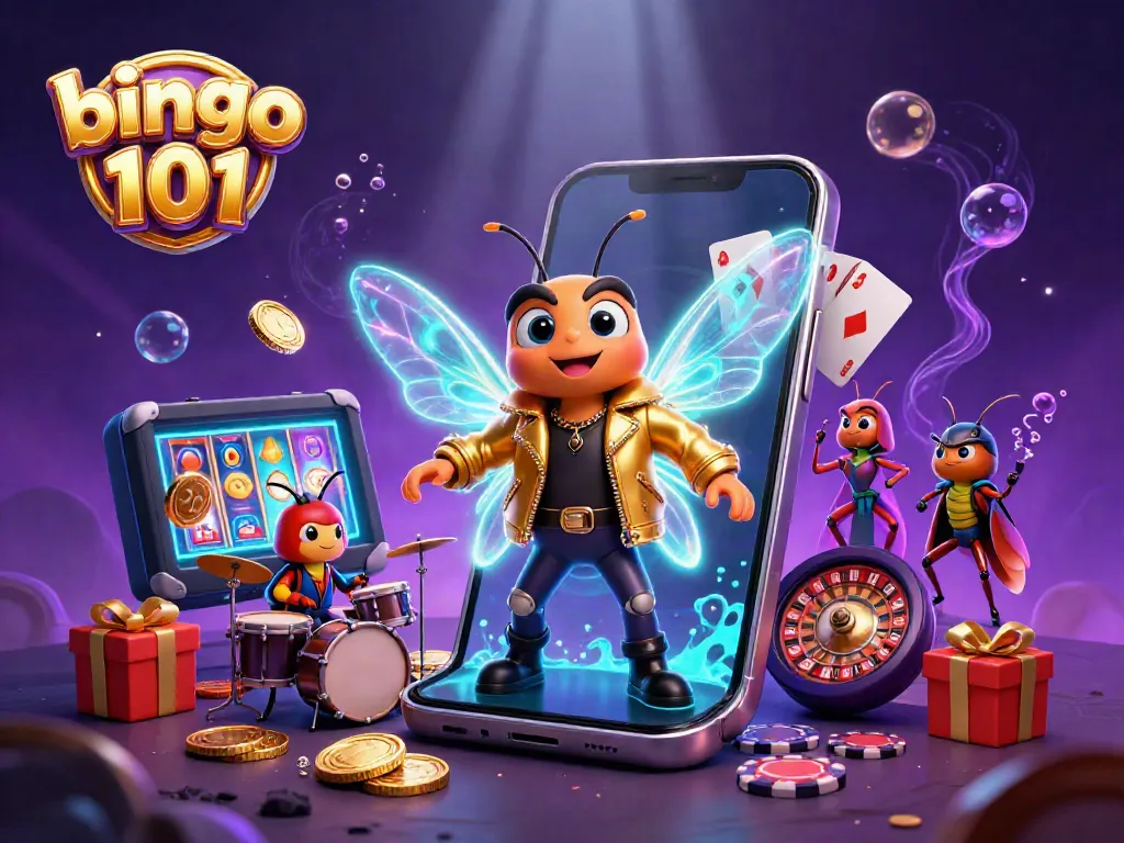 Engage in thrilling gameplay with Bingo 101 in this vibrant 3D casino scene showcasing exciting dynamics.