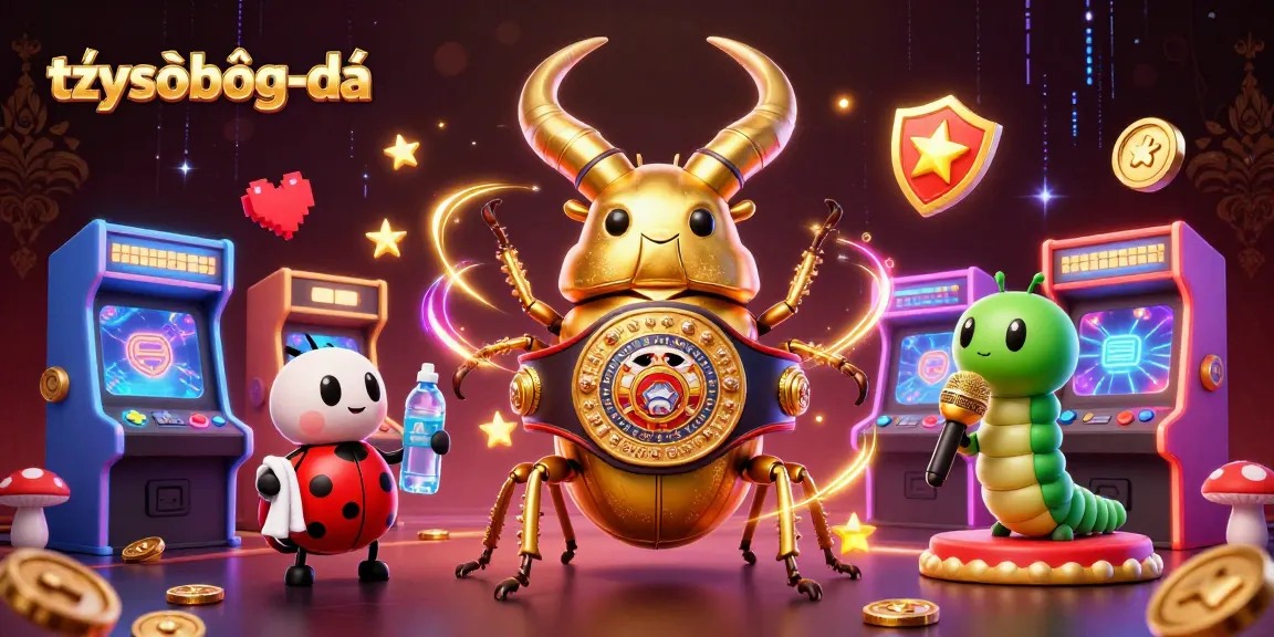 Catch the excitement of tỷ số bóng đá with a dynamic scene featuring a boxing beetle and arcade elements.