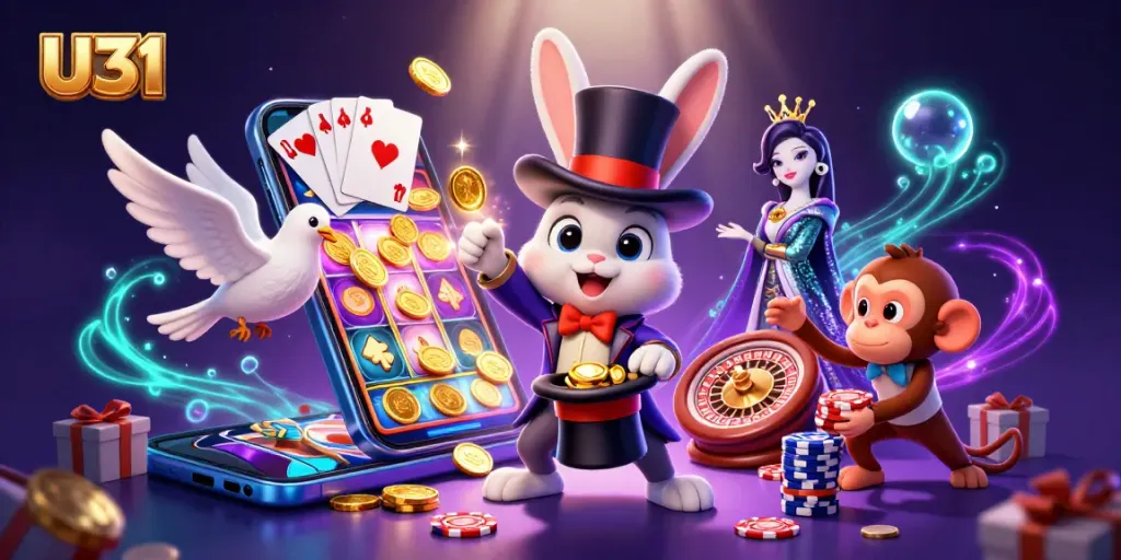 Experience thrilling entertainment with U31's casino characters, features magical elements and gaming action.