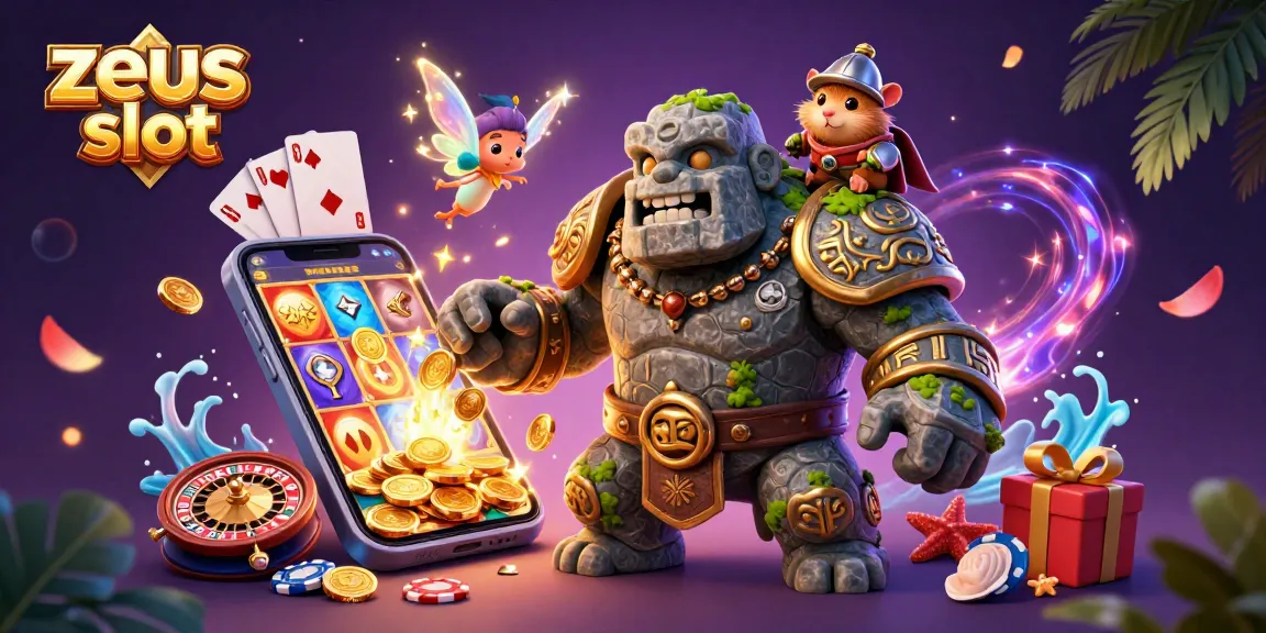 Experience the electrifying zeus slot action with vivid scenes of magical characters and casino elements.
