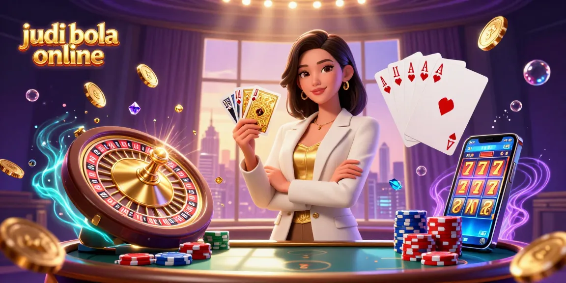 Engaging with judi bola online in an elegant gaming scene filled with excitement and golden coins.