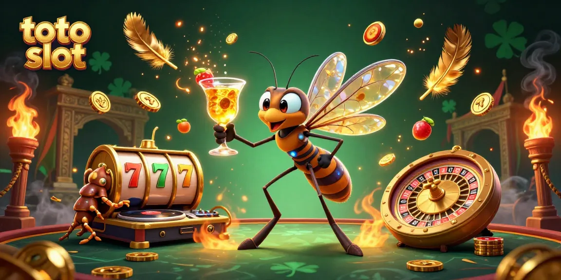 Experience excitement with toto slot, as a frozen mosquito mascot, trilobite DJ, and golden roulette wheel pulse with casino energy.