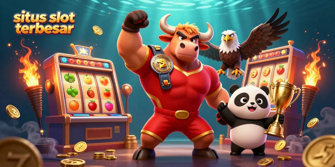 Menggondol situs slot terbesar dengan simbol keberuntungan seperti mesin slot dan berbagai elemen permainan yang menambahkan keseruan.