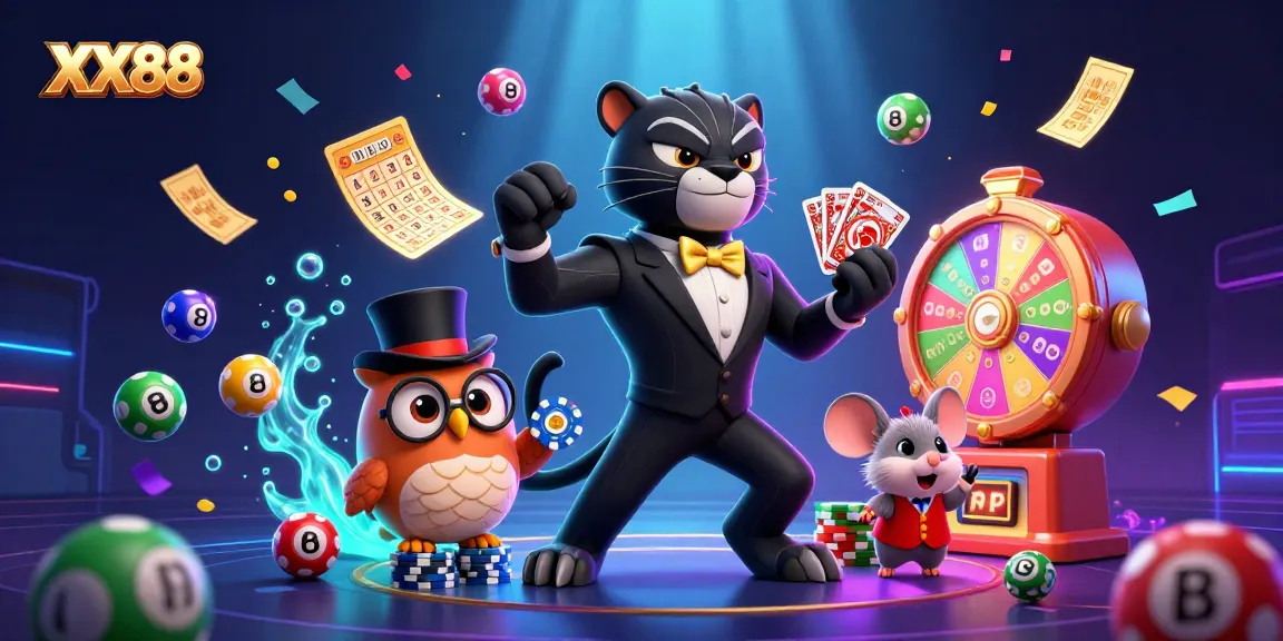 Engaging XX88 casino scene with stylish characters and vibrant gambling elements