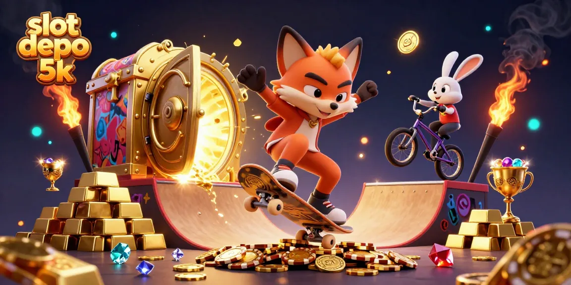 Experience the thrill of the slot depo 5k scene with vibrant characters and dazzling casino elements.