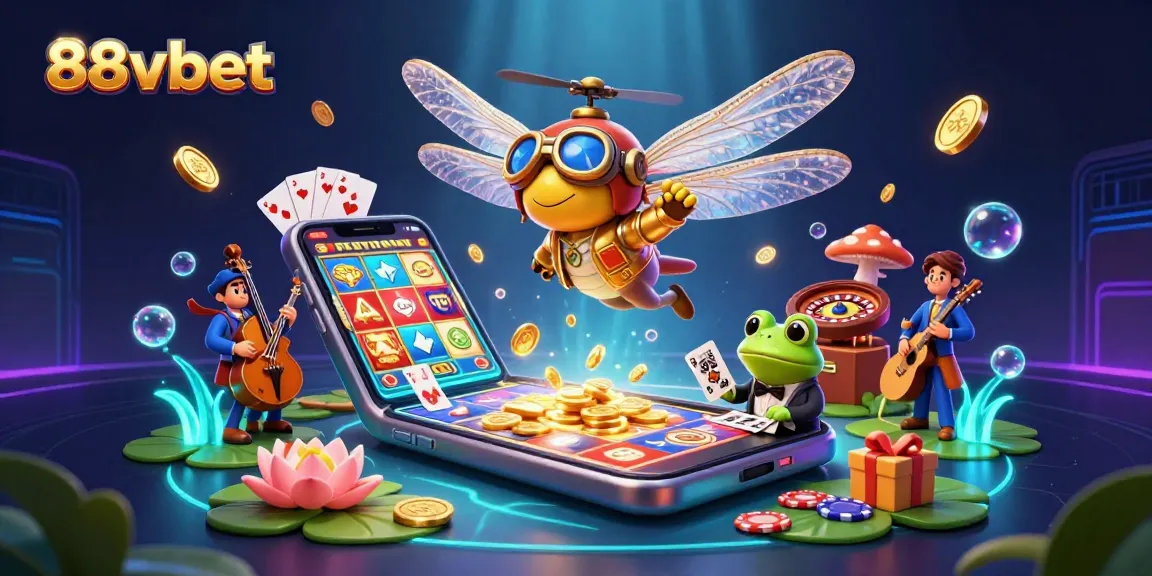 Experience thrilling gaming at 88vbet with a lively casino scene featuring amusing characters.