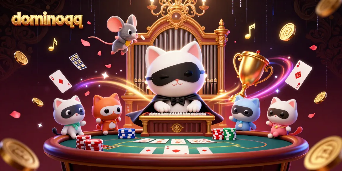 Engage in thrilling dominoqq play and experience expert poker strategy with vibrant 3D digital illustration.