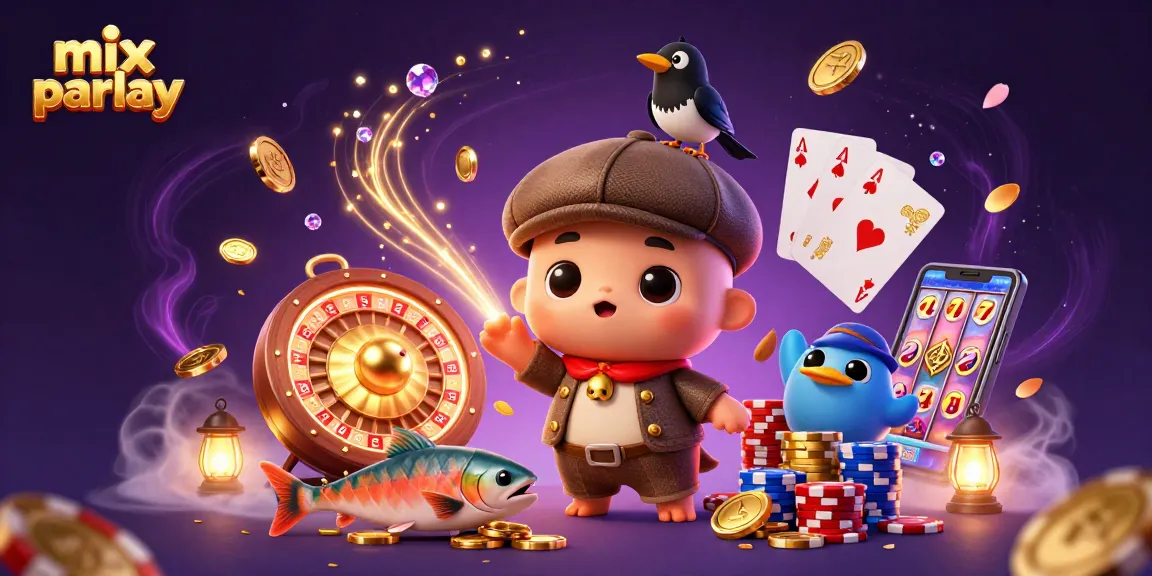 Engage in mix parlay betting with a vibrant 3D illustration featuring playful characters and casino elements.