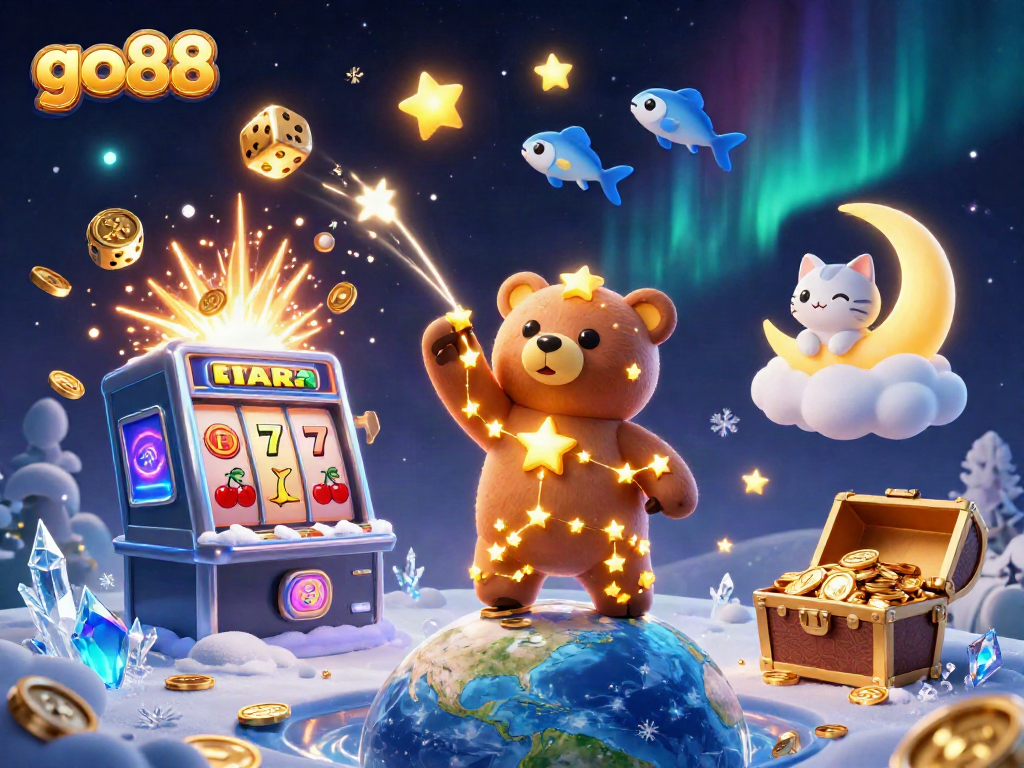 Experience go88's vibrant casino adventure with animated characters and slot machines bursting with rewards.