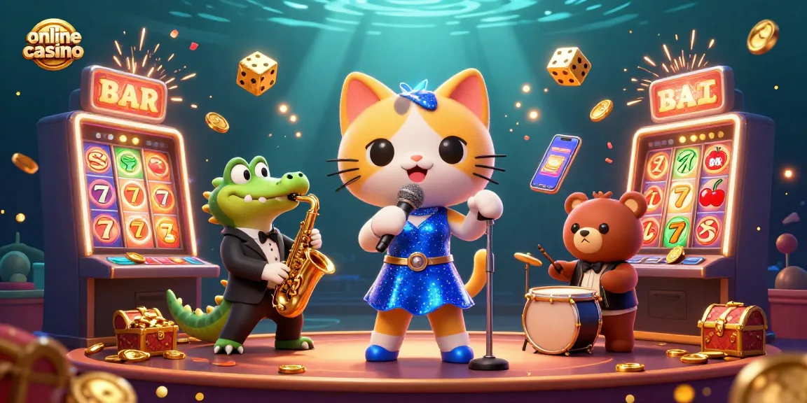 Experience the excitement of an online casino with vibrant characters and dynamic elements.