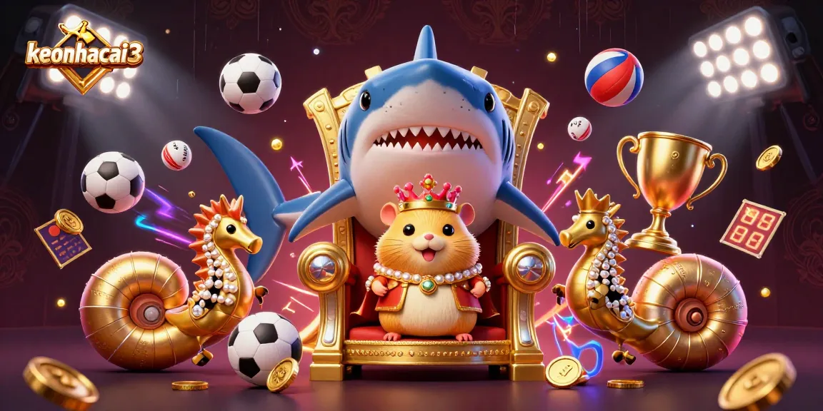 Engaging keonhacai3 sports betting illustration featuring a hamster king and dynamic sports elements.
