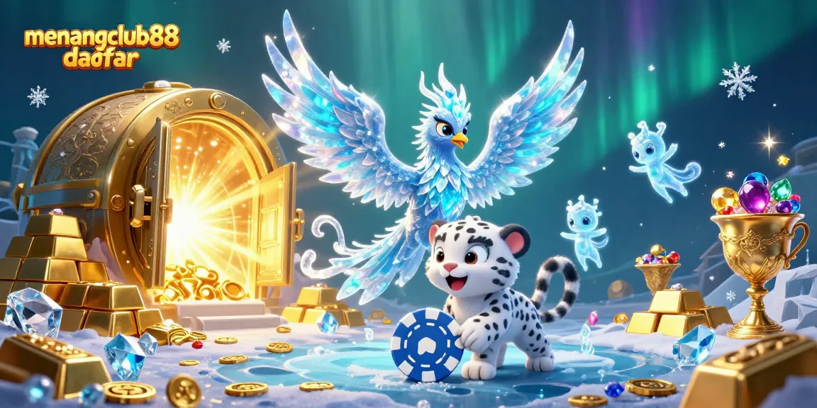 Engage in excitement with menangclub88 daftar adventure featuring a dazzling ice phoenix and gaming elements.