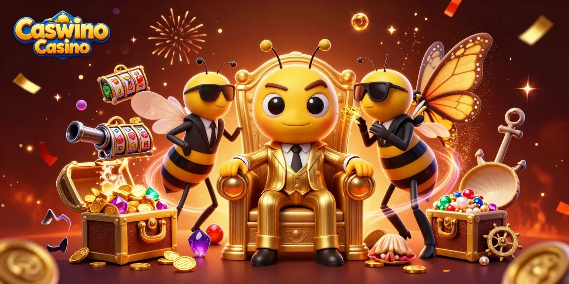 Play exciting games at Caswino Casino while immersed in a vibrant, festive atmosphere filled with dynamic action.