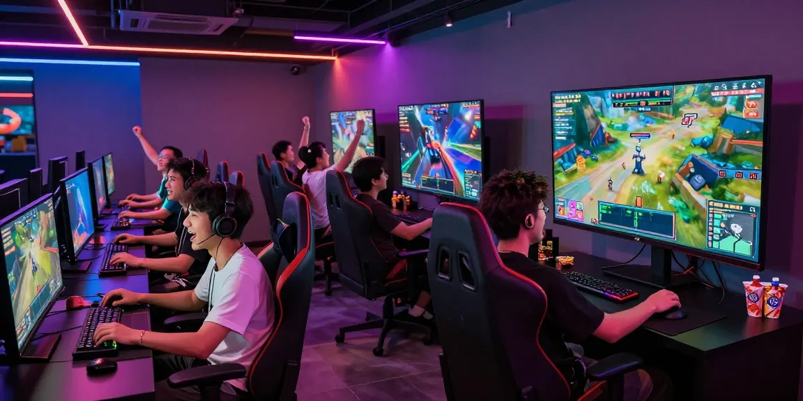 Engaged players enjoying competitive sunwin gaming in a vibrant lounge.