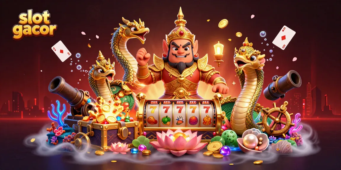 Menangkan slot gacor dengan ilustrasi menakjubkan karakter penjaga kuil dan naga di kasino.