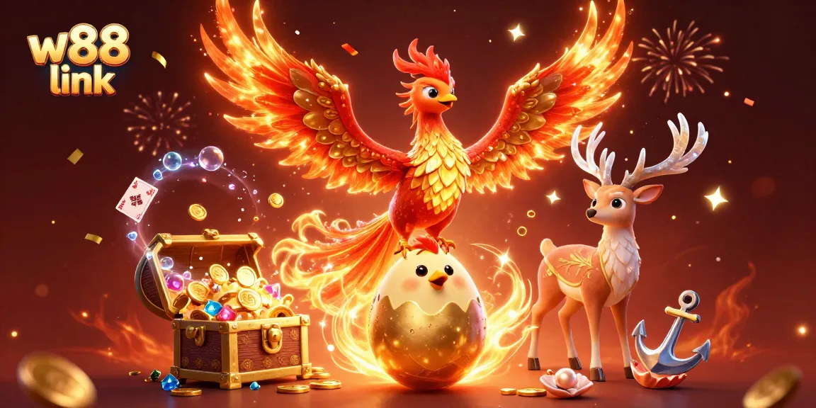 Experience the excitement of betting on W88 link with a dynamic casino-themed illustration.