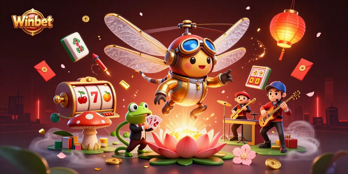 Winbet's exciting casino scenario comes alive with a dragonfly pilot and a frog croupier.