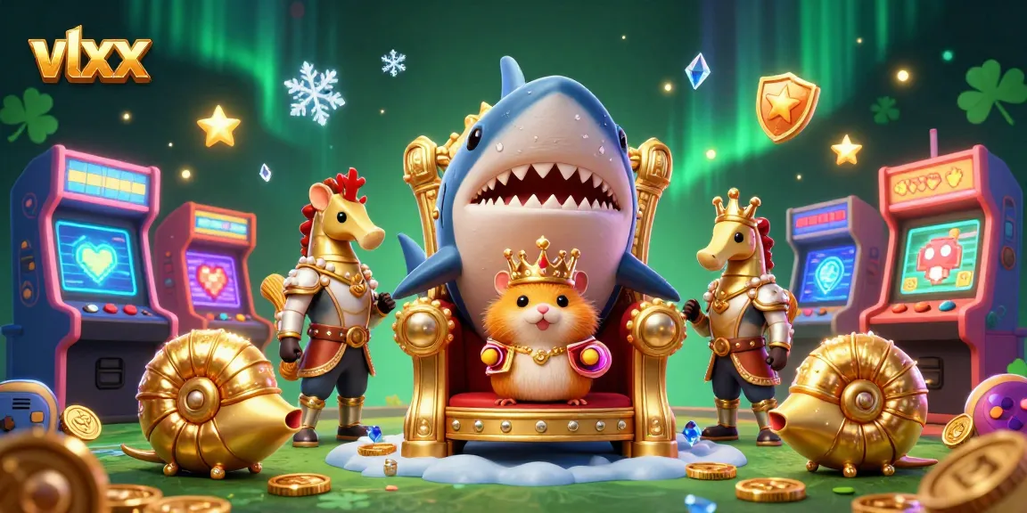 Play vlxx with a fearless golden hamster king amid casino excitement and vibrant game elements.