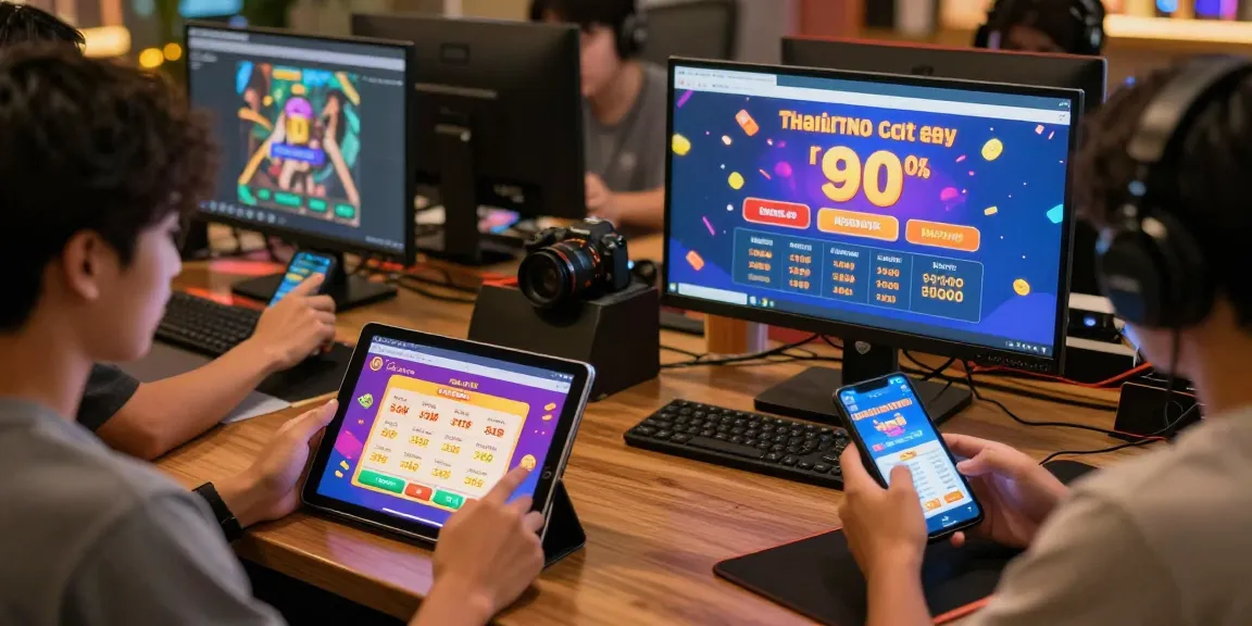 Exploring ทางเข้าfun88 ล่าสุด ไม่โดนบล็อก while players analyze payout rates on devices, creating a vibrant online lottery atmosphere.