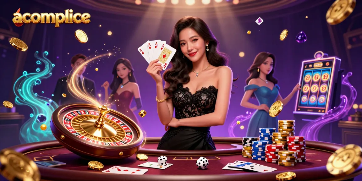 Experience excitement at the accomplice casino with an elegant player showcasing winning cards.