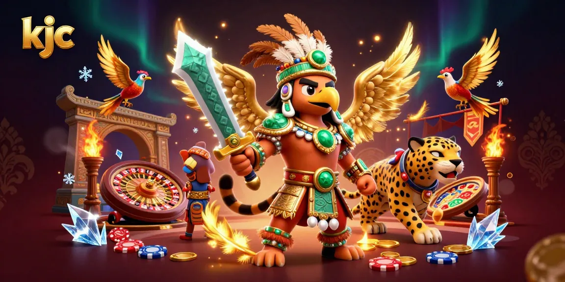 Engage in thrilling betting action with KJC in this vibrant casino-themed illustration.
