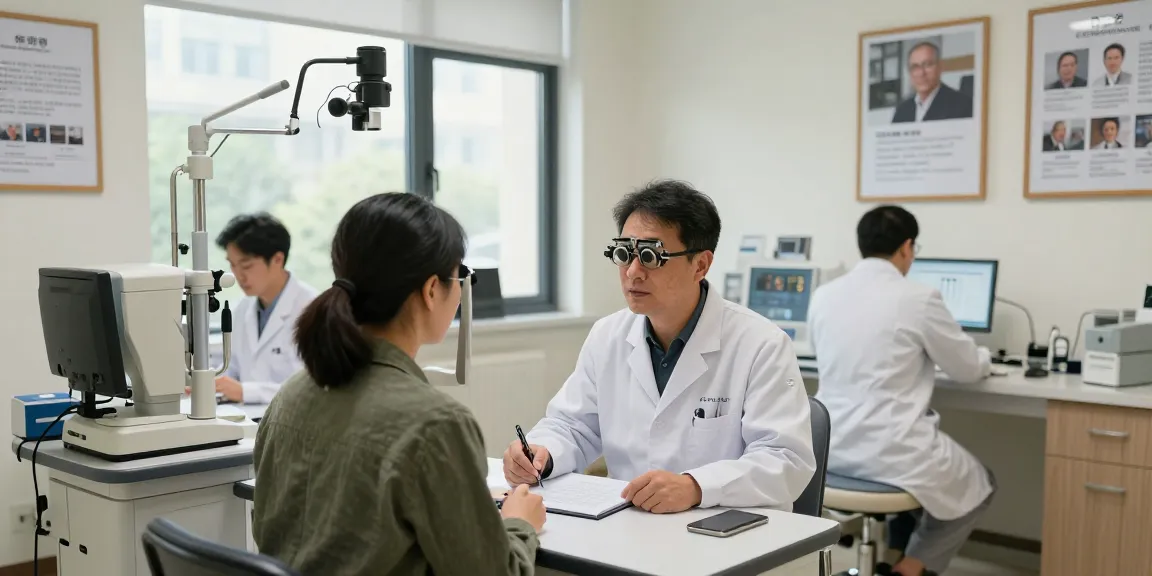 Patient consulting ophthalmologist at SNU Eye Clinic, read read open about advanced vision correction.