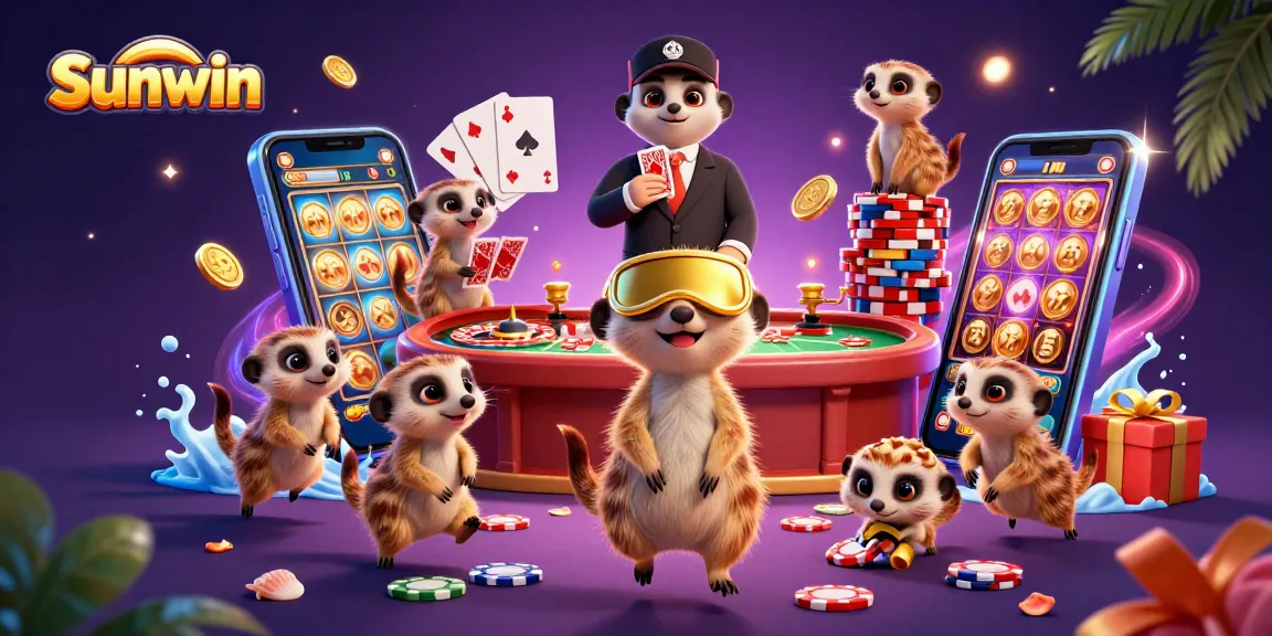 Experience the excitement of Sunwin with a vibrant illustration showcasing dynamic casino operations.