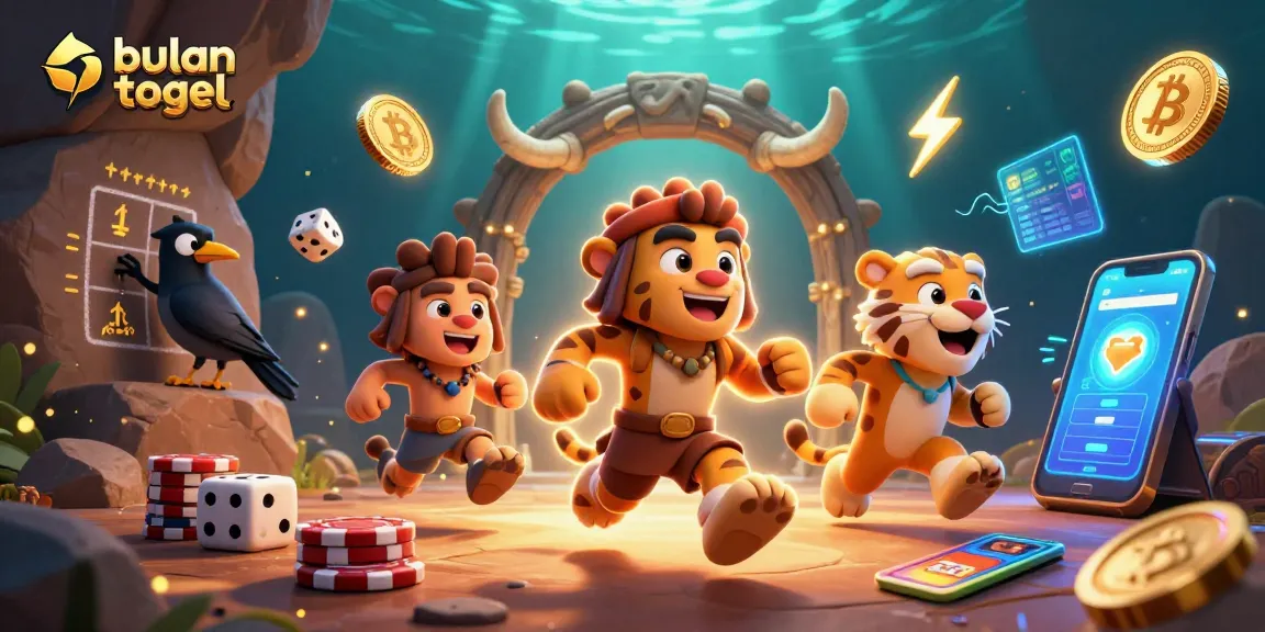 Experience exciting gameplay at bulan togel with prehistoric-themed casino characters and vibrant crypto elements.